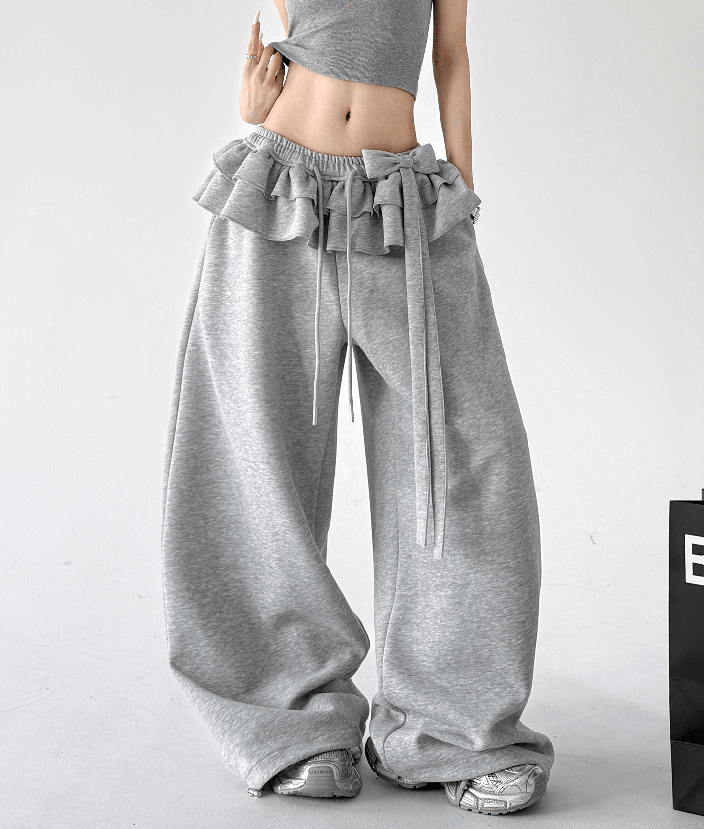 Bow Ruffle Waist Wide - Leg Sweatpants - CT6670 - COPPING THREADS - CT Select
