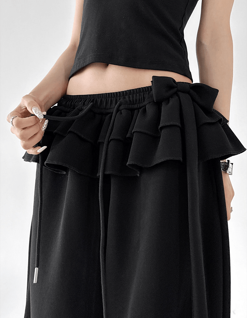 Bow Ruffle Waist Wide - Leg Sweatpants - CT6670 - COPPING THREADS - CT Select