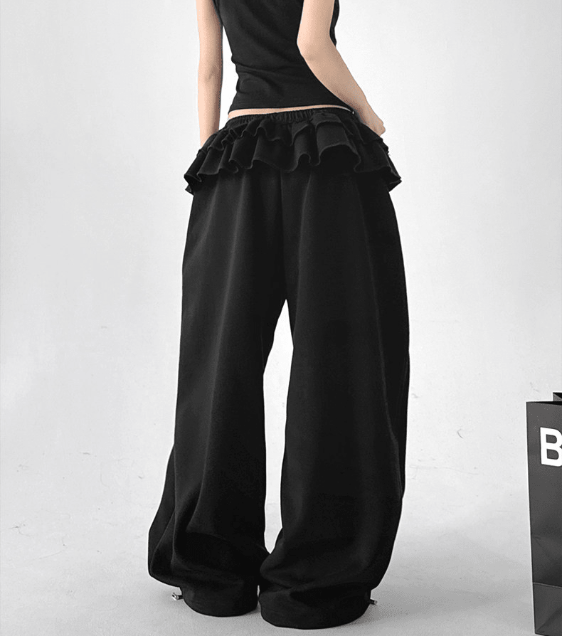 Bow Ruffle Waist Wide - Leg Sweatpants - CT6670 - COPPING THREADS - CT Select