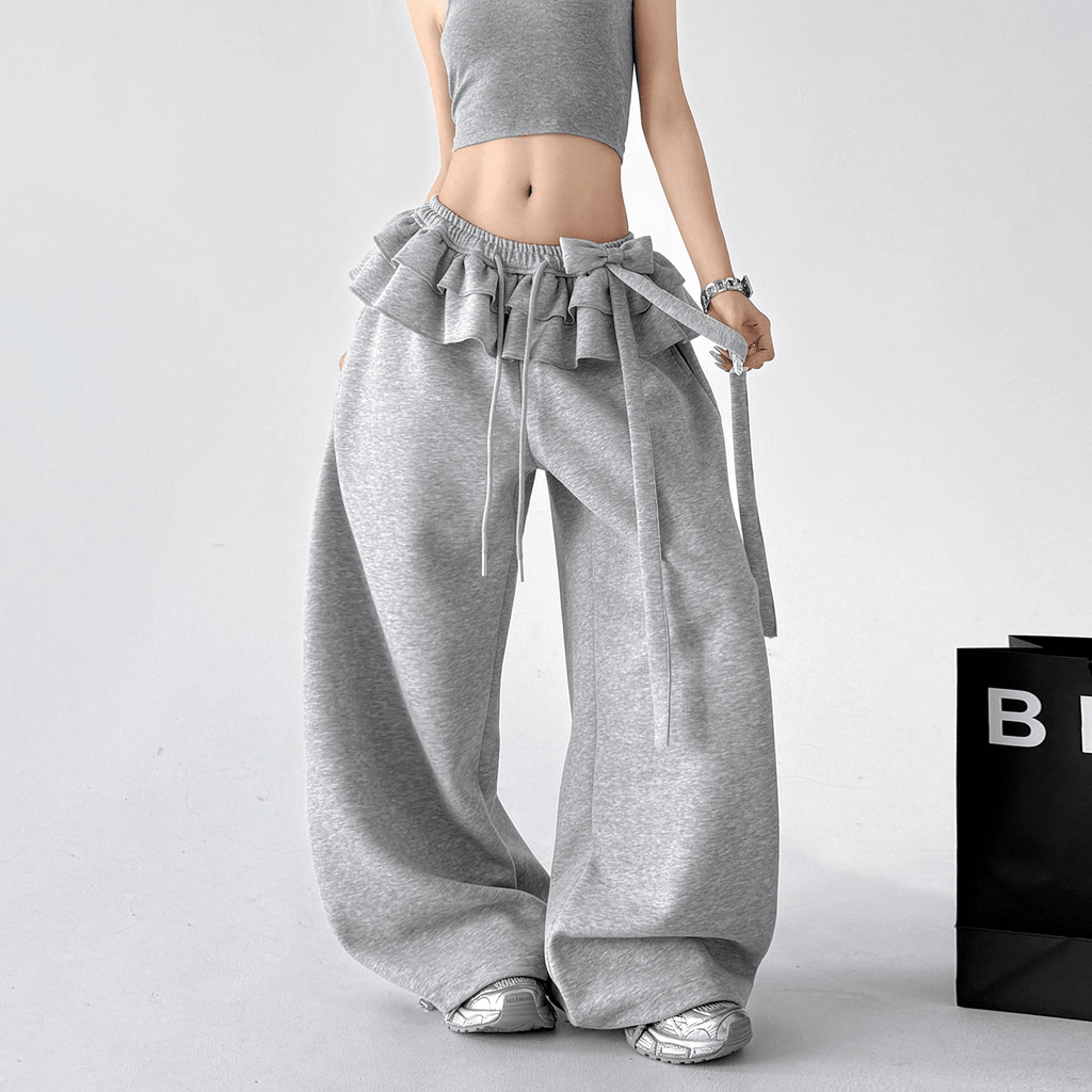 Bow Ruffle Waist Wide - Leg Sweatpants - CT6670 - COPPING THREADS - CT Select