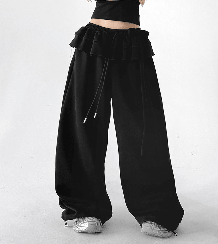 Bow Ruffle Waist Wide - Leg Sweatpants - CT6670 - COPPING THREADS - CT Select