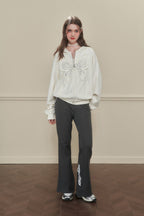 Bow Tie Flared Knit Trousers - COPPING THREADS - AYF