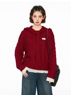 Bow - Tie Hooded Knit Sweater - COPPING THREADS - CT Select