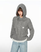 Bow - Tie Hooded Knit Sweater - COPPING THREADS - CT Select