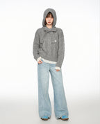 Bow - Tie Hooded Knit Sweater - COPPING THREADS - CT Select