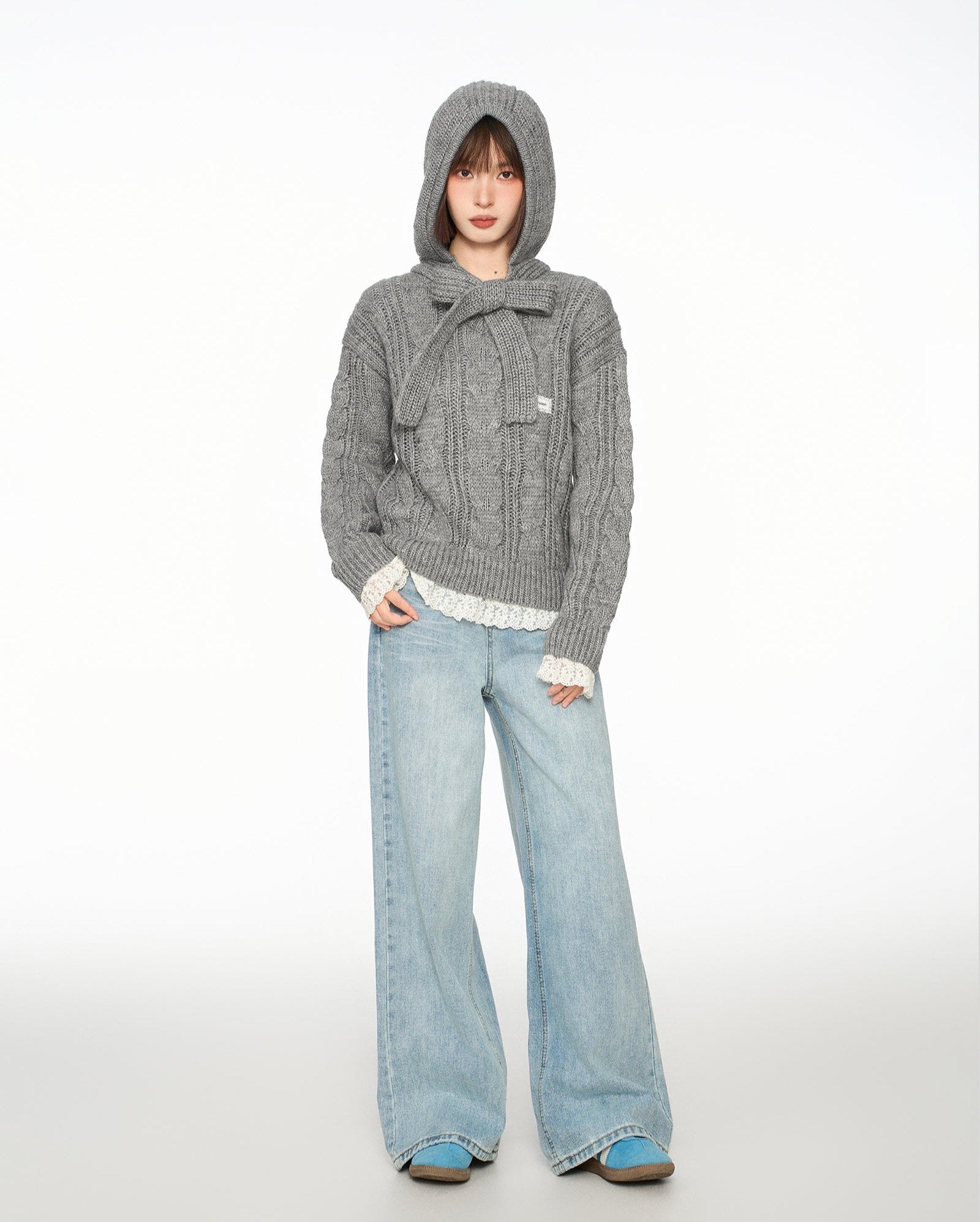 Bow - Tie Hooded Knit Sweater - COPPING THREADS - CT Select