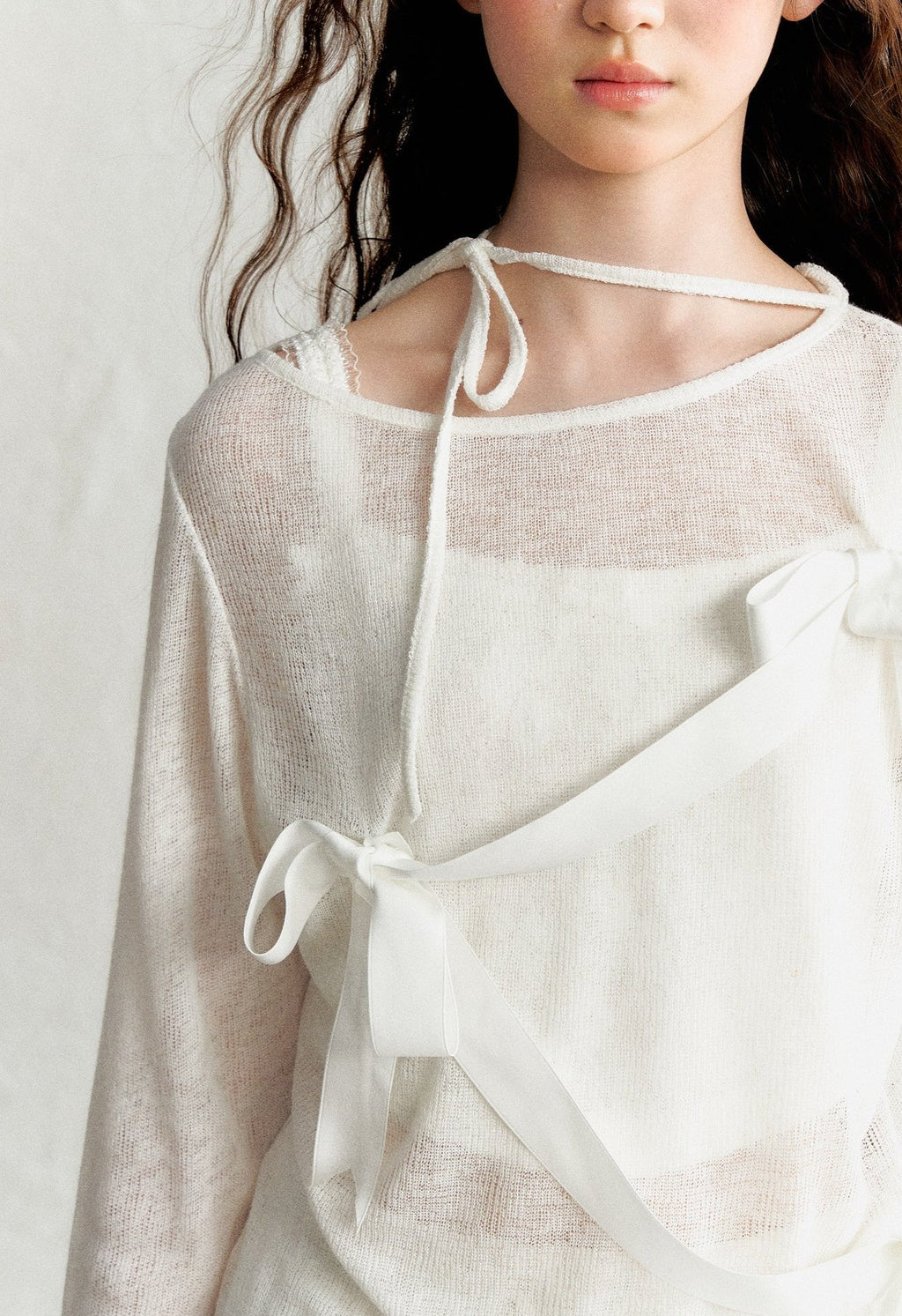 Bow Tie Knit Long Sleeve Pullover - COPPING THREADS - AYF