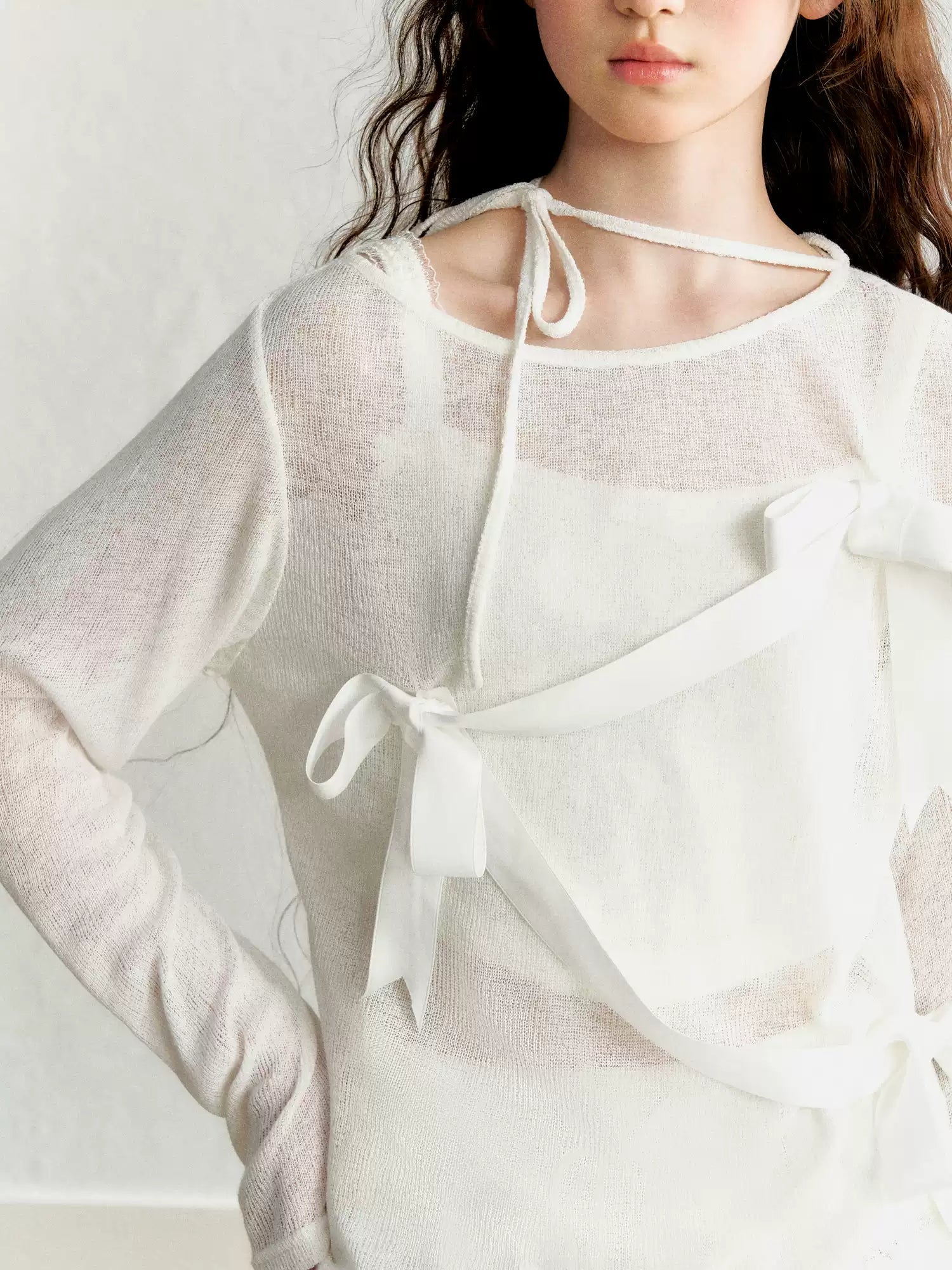 Bow Tie Knit Long Sleeve Pullover - COPPING THREADS - AYF