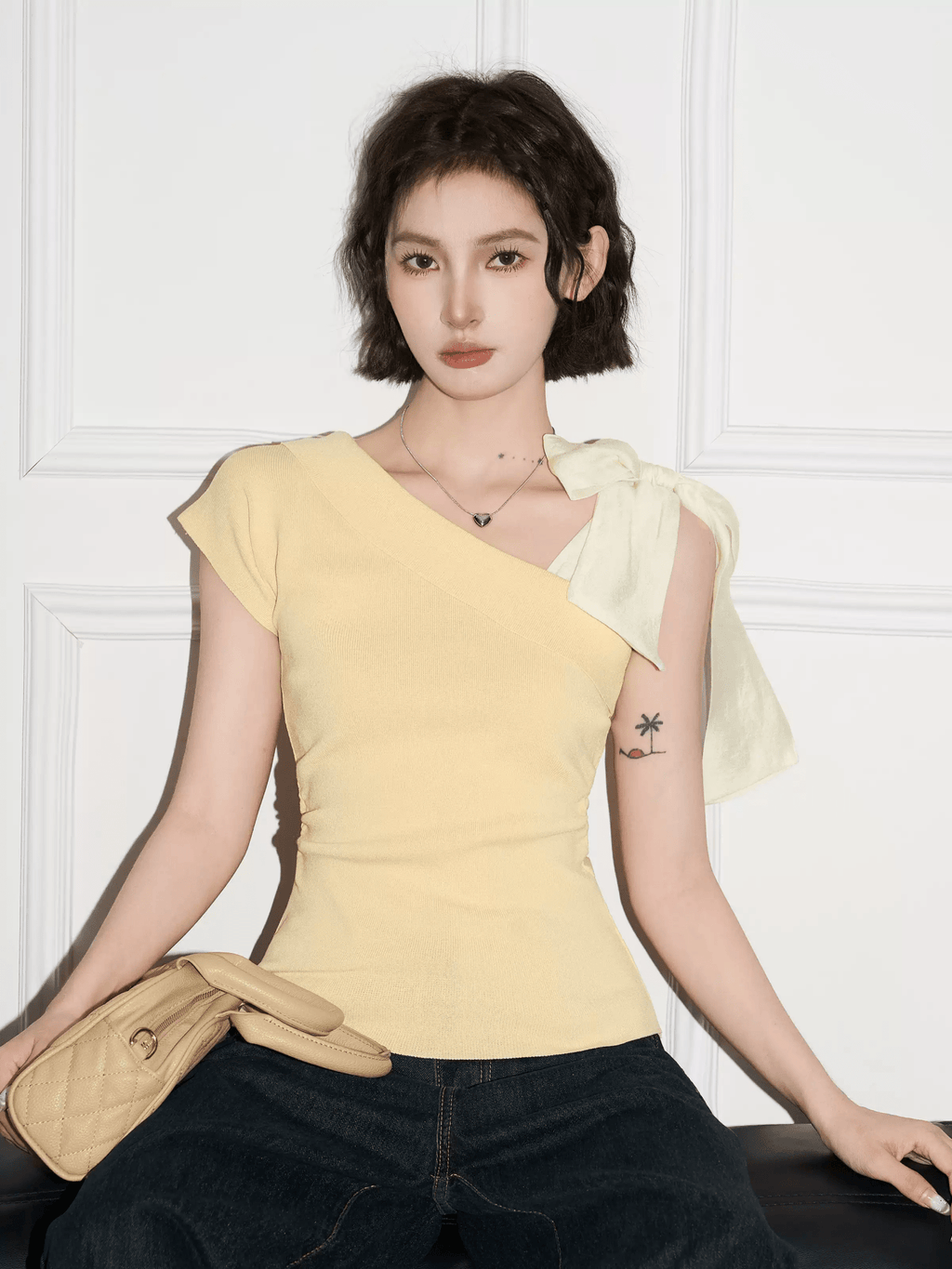 Bow - Tie Shoulder Knit Tee - COPPING THREADS - CT Select