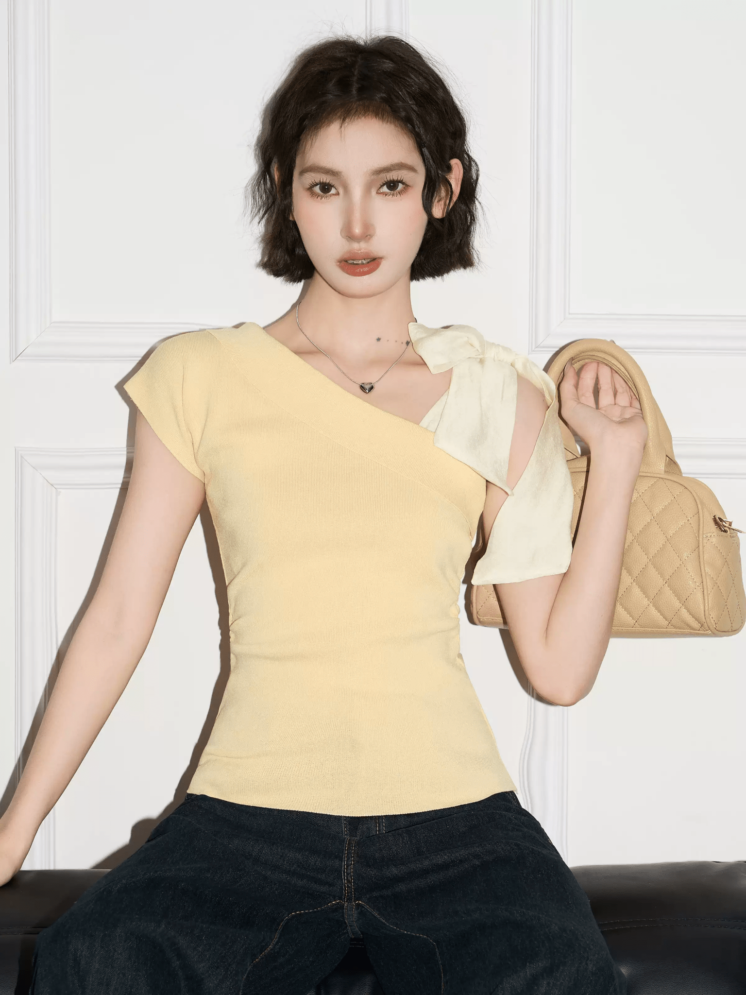 Bow-Tie Shoulder Knit Tee Secondary image