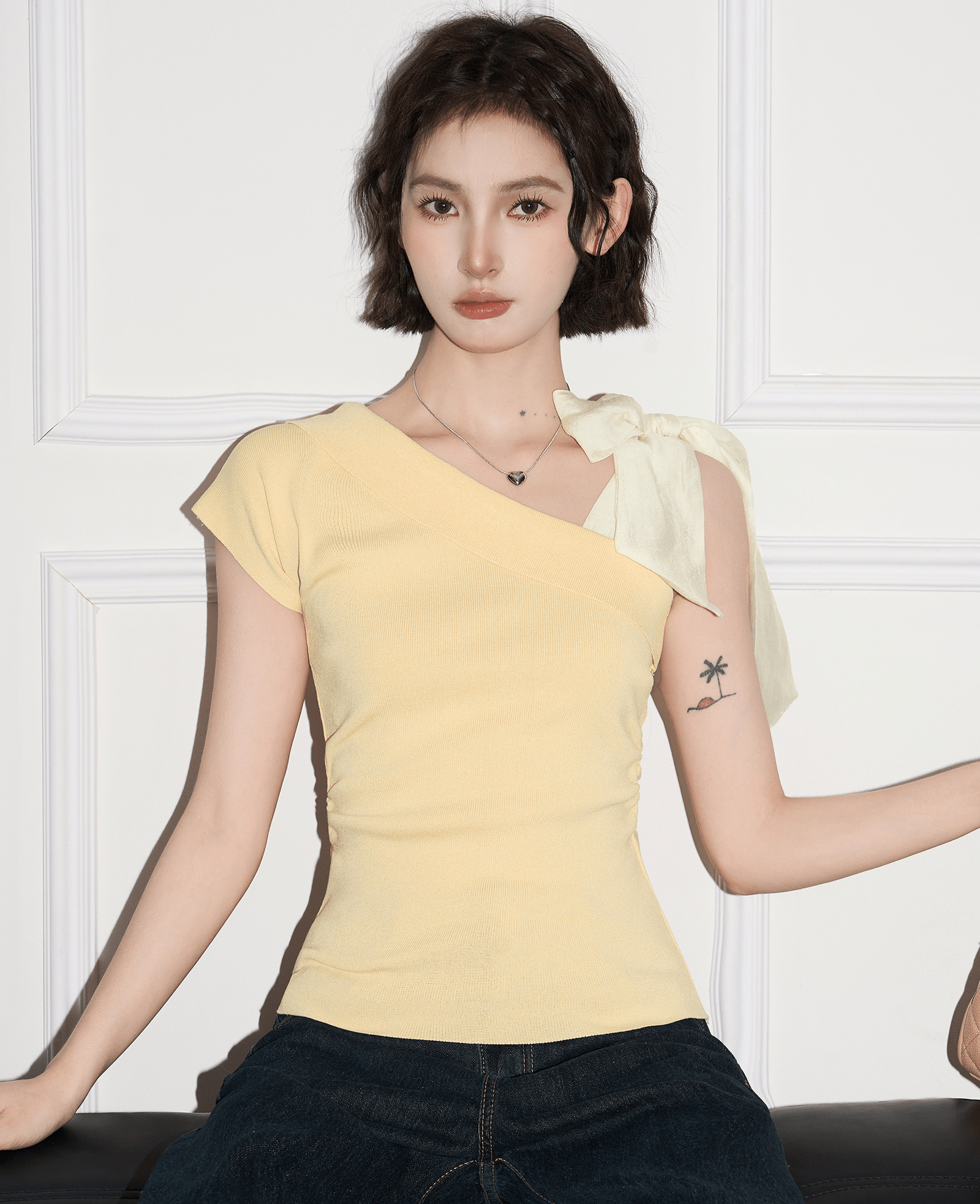 Bow - Tie Shoulder Knit Tee - COPPING THREADS - CT Select