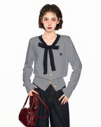 Bow - Tie V - Neck Knit Cardigan Sweater - COPPING THREADS - CT Select
