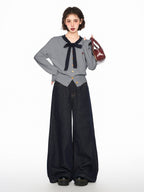 Bow - Tie V - Neck Knit Cardigan Sweater - COPPING THREADS - CT Select