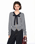 Bow - Tie V - Neck Knit Cardigan Sweater - COPPING THREADS - CT Select