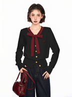Bow - Tie V - Neck Knit Cardigan Sweater - COPPING THREADS - CT Select