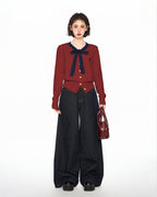 Bow - Tie V - Neck Knit Sweater - COPPING THREADS - CT Select