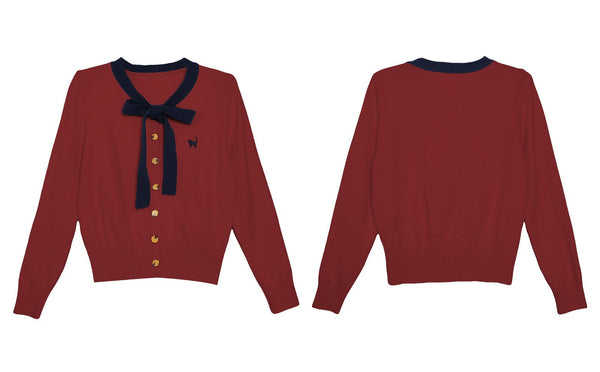 Bow - Tie V - Neck Knit Sweater - COPPING THREADS - CT Select