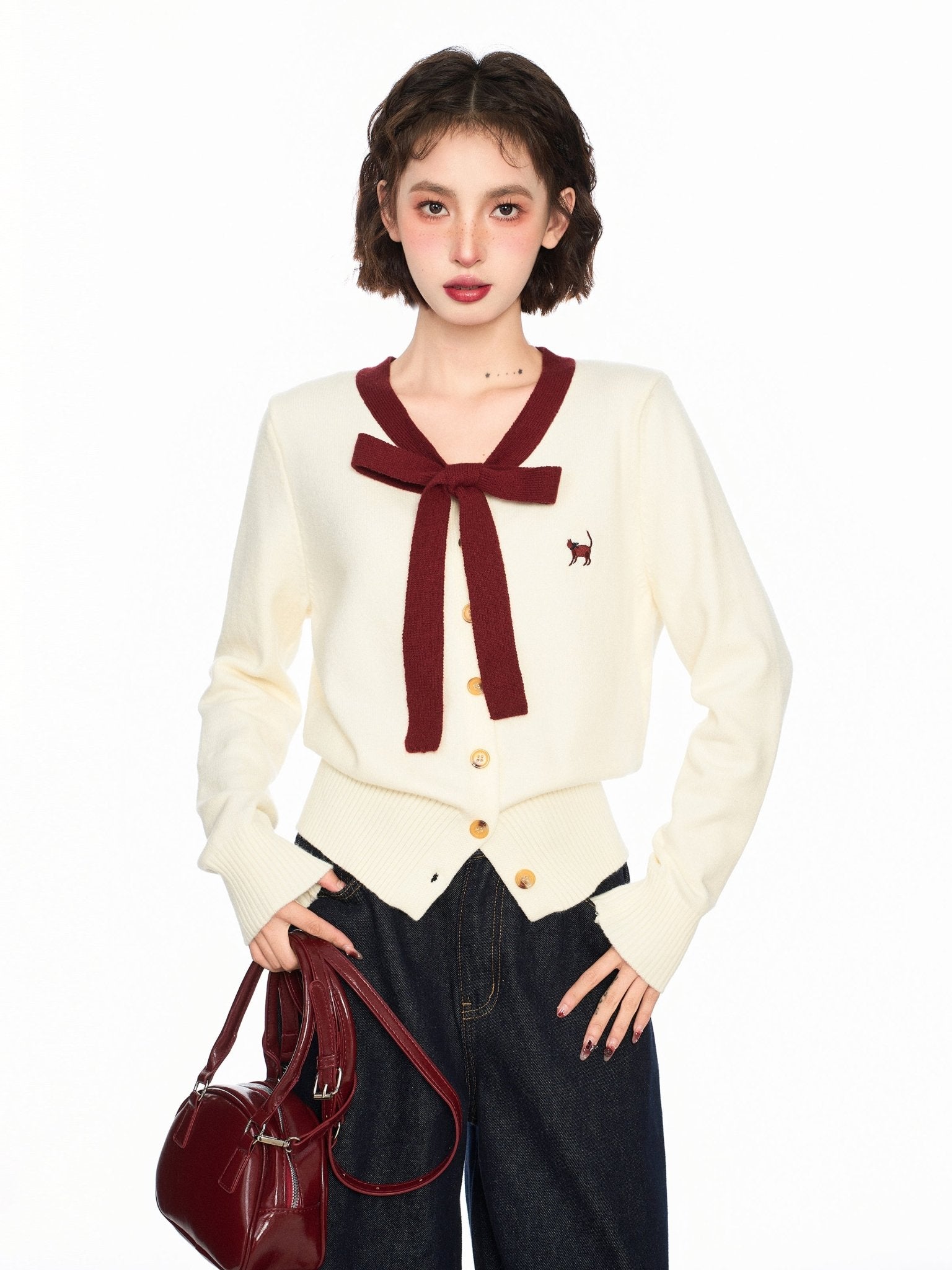 Bow - Tie V - Neck Knit Sweater - COPPING THREADS - CT Select Hauptbild