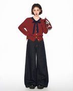 Bow - Tie V - Neck Knit Sweater - COPPING THREADS - CT Select