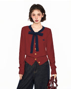 Bow - Tie V - Neck Knit Sweater - COPPING THREADS - CT Select
