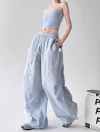 Bow‑Detail Quick‑Dry Wide‑Leg Pants - COPPING THREADS - CT Select