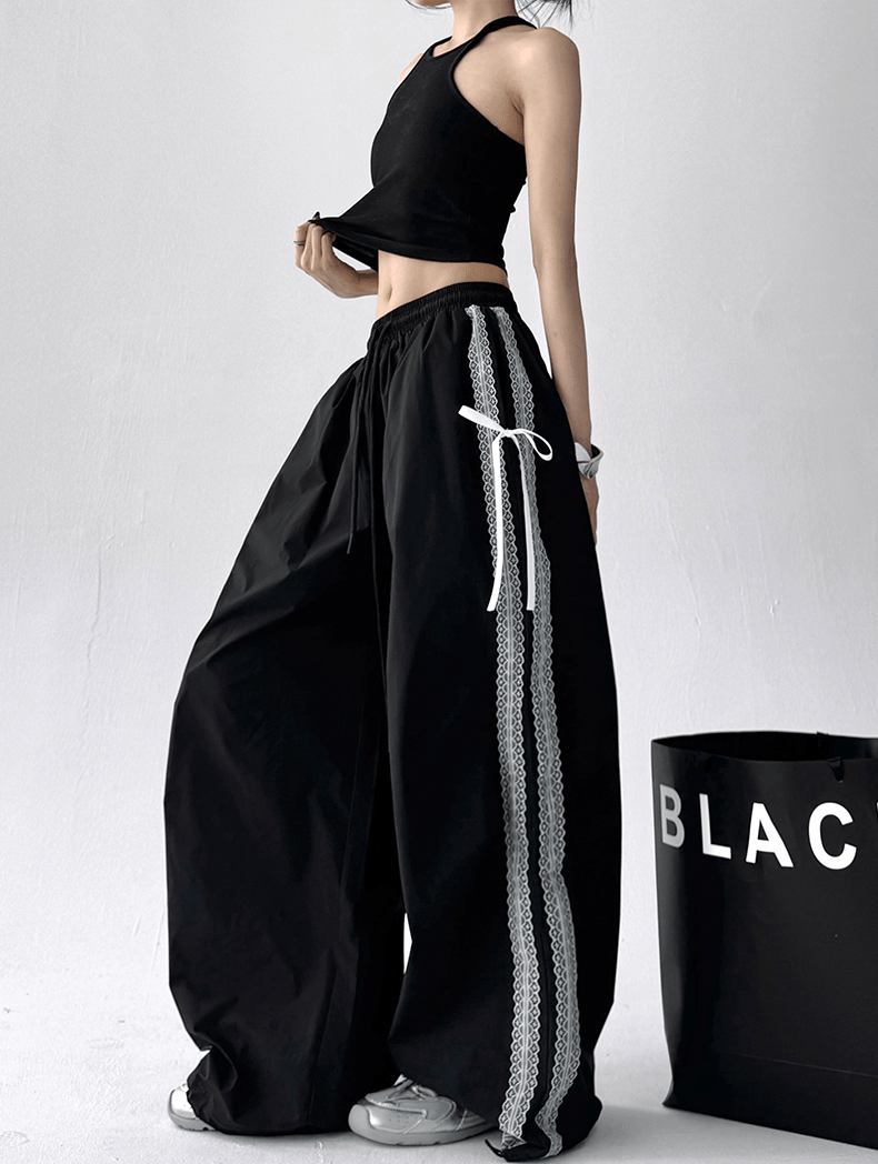 Bow‑Detail Quick‑Dry Wide‑Leg Pants - COPPING THREADS - CT Select