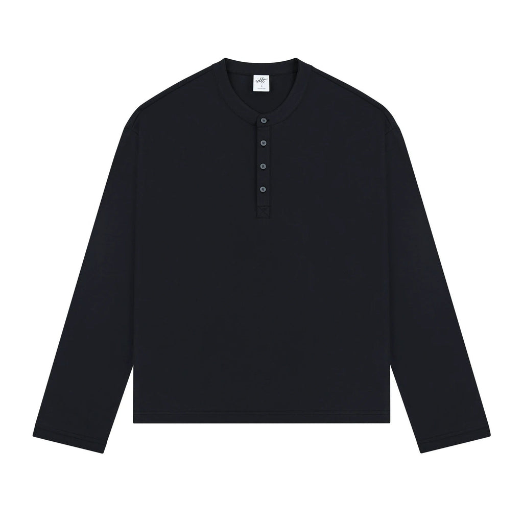 Boxy Long-Sleeve Henley - COPPING THREADS - IDLT