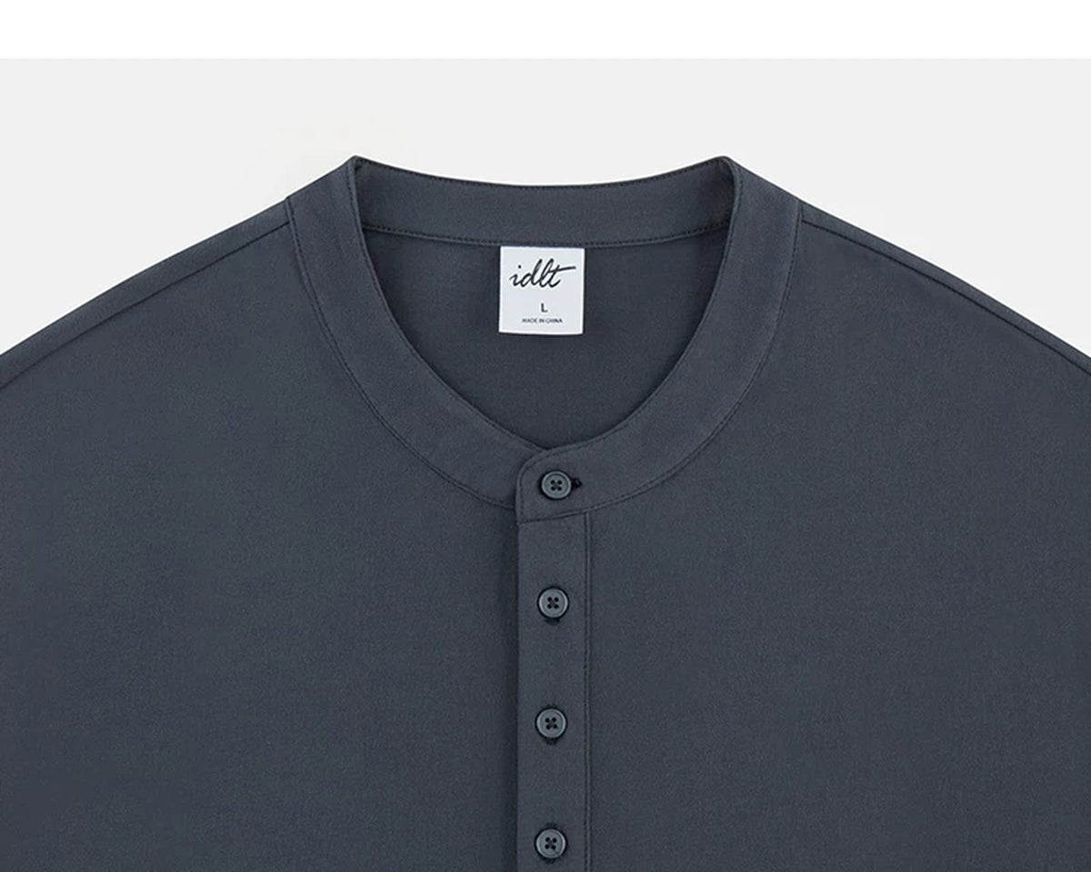 Boxy Long-Sleeve Henley - COPPING THREADS - IDLT