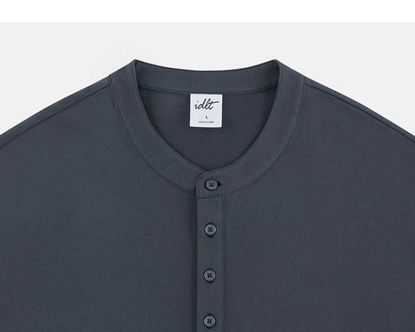 Boxy Long-Sleeve Henley - COPPING THREADS - IDLT
