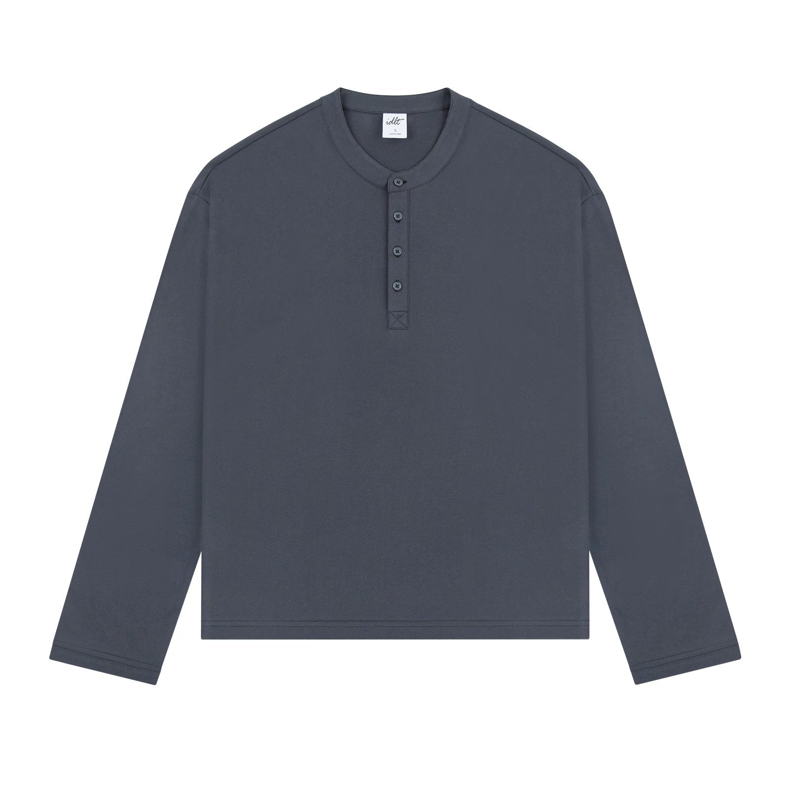 Boxy Long-Sleeve Henley 서브 이미지