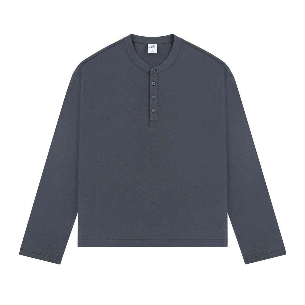 Boxy Long-Sleeve Henley - COPPING THREADS - IDLT