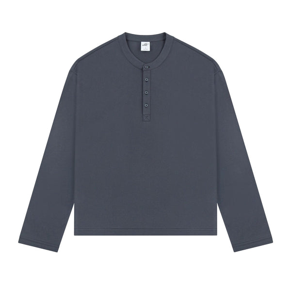 Boxy Long-Sleeve Henley - COPPING THREADS - IDLT