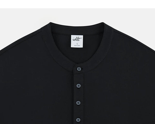 Boxy Long-Sleeve Henley - COPPING THREADS - IDLT