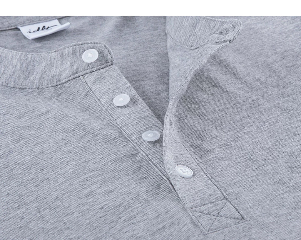 Boxy Long-Sleeve Henley - COPPING THREADS - IDLT