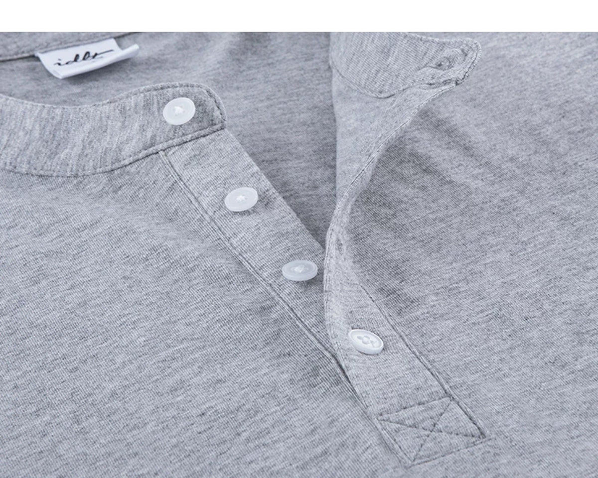 Boxy Long-Sleeve Henley - COPPING THREADS - IDLT