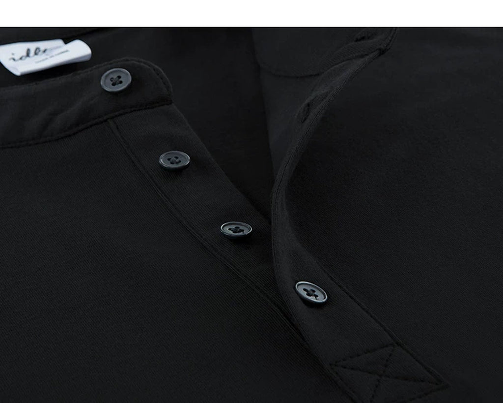 Boxy Long-Sleeve Henley - COPPING THREADS - IDLT