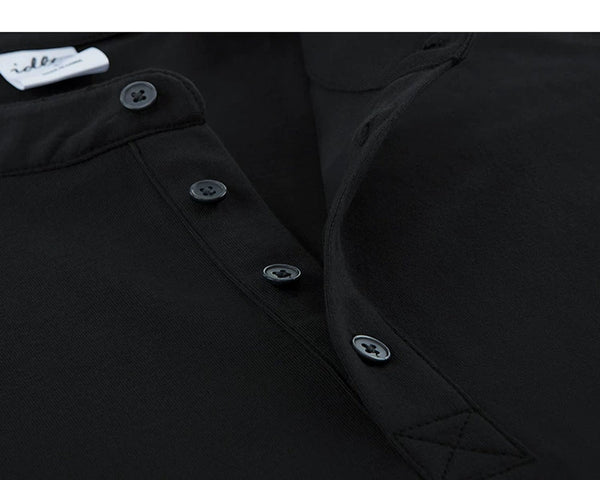 Boxy Long-Sleeve Henley - COPPING THREADS - IDLT