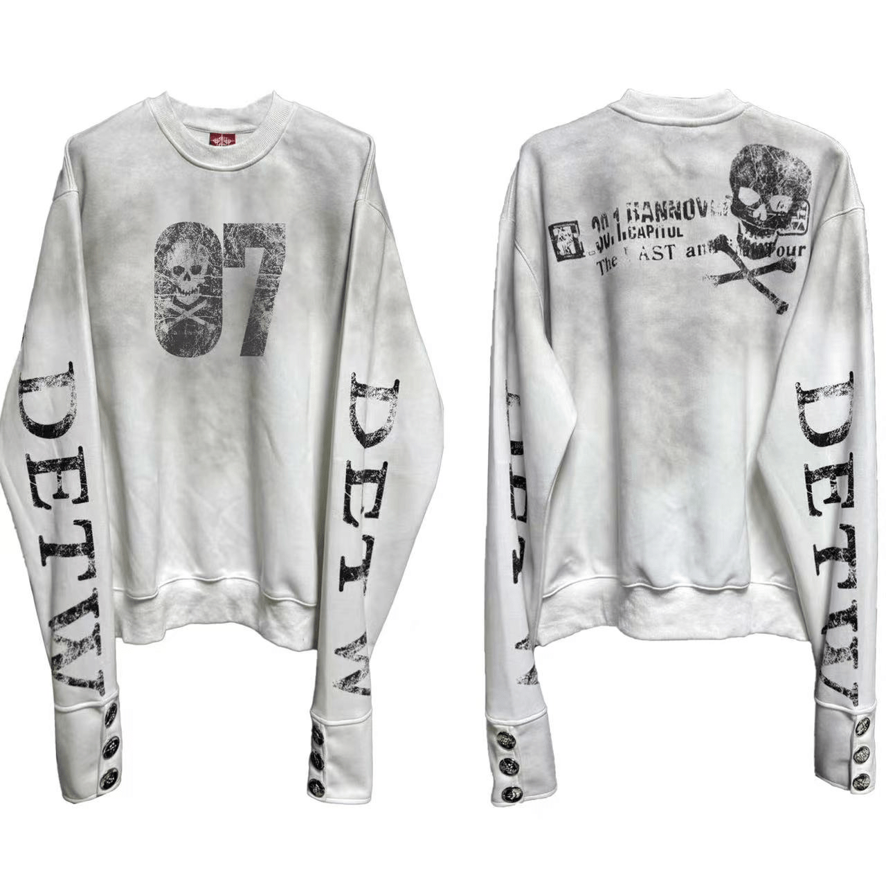 Boxy Vintage Skull Graphic Sweatshirt - COPPING THREADS - DETW