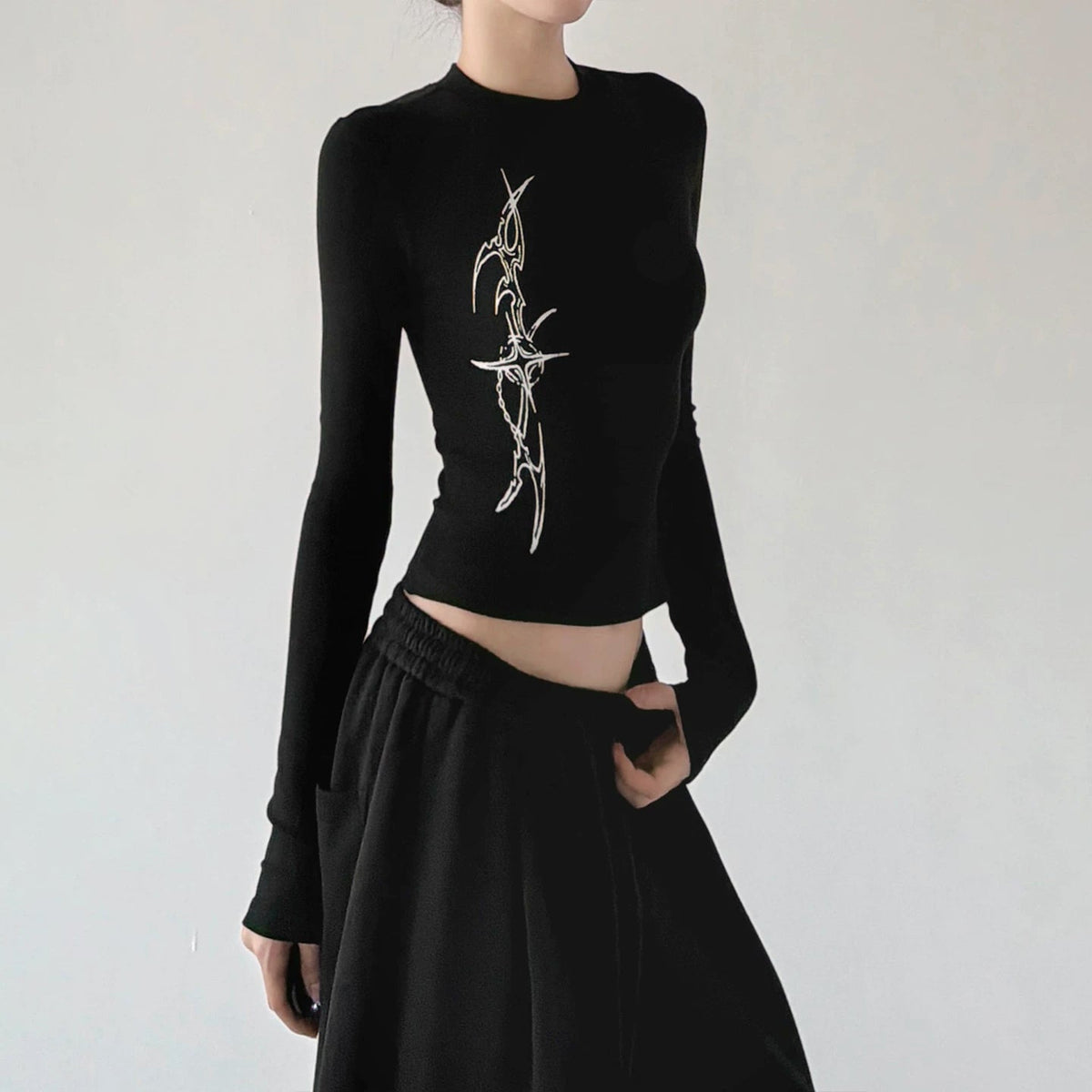 Branch-Print Crewneck Long-Sleeve T-Shirt - COPPING THREADS - CT ORIGINALS