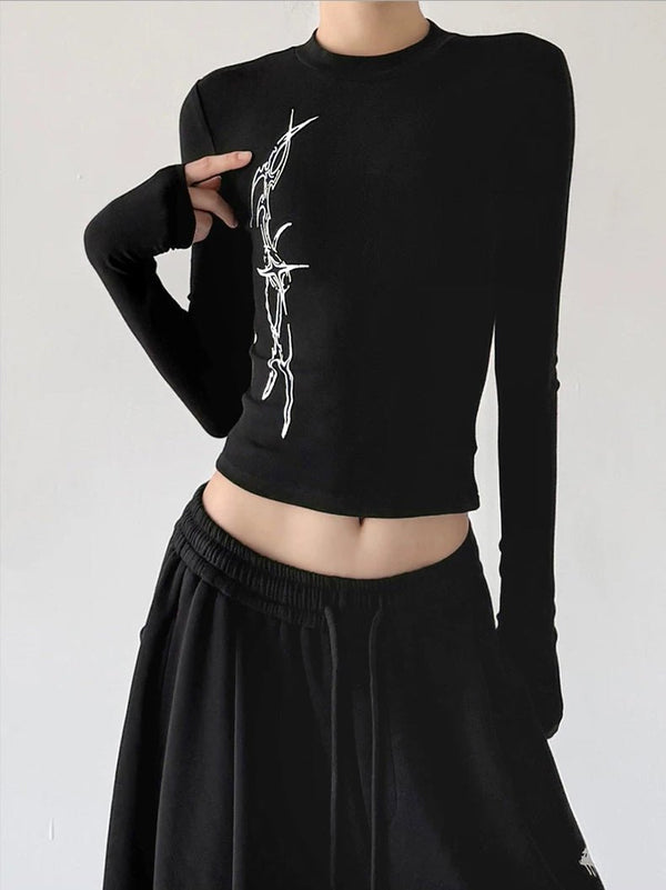 Branch-Print Crewneck Long-Sleeve T-Shirt - COPPING THREADS - CT ORIGINALS