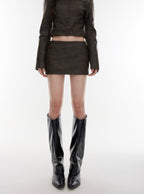 Brown PU Leather Jacket & Mini Skirt Set - COPPING THREADS - CT Select