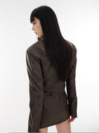 Brown PU Leather Jacket & Mini Skirt Set - COPPING THREADS - CT Select