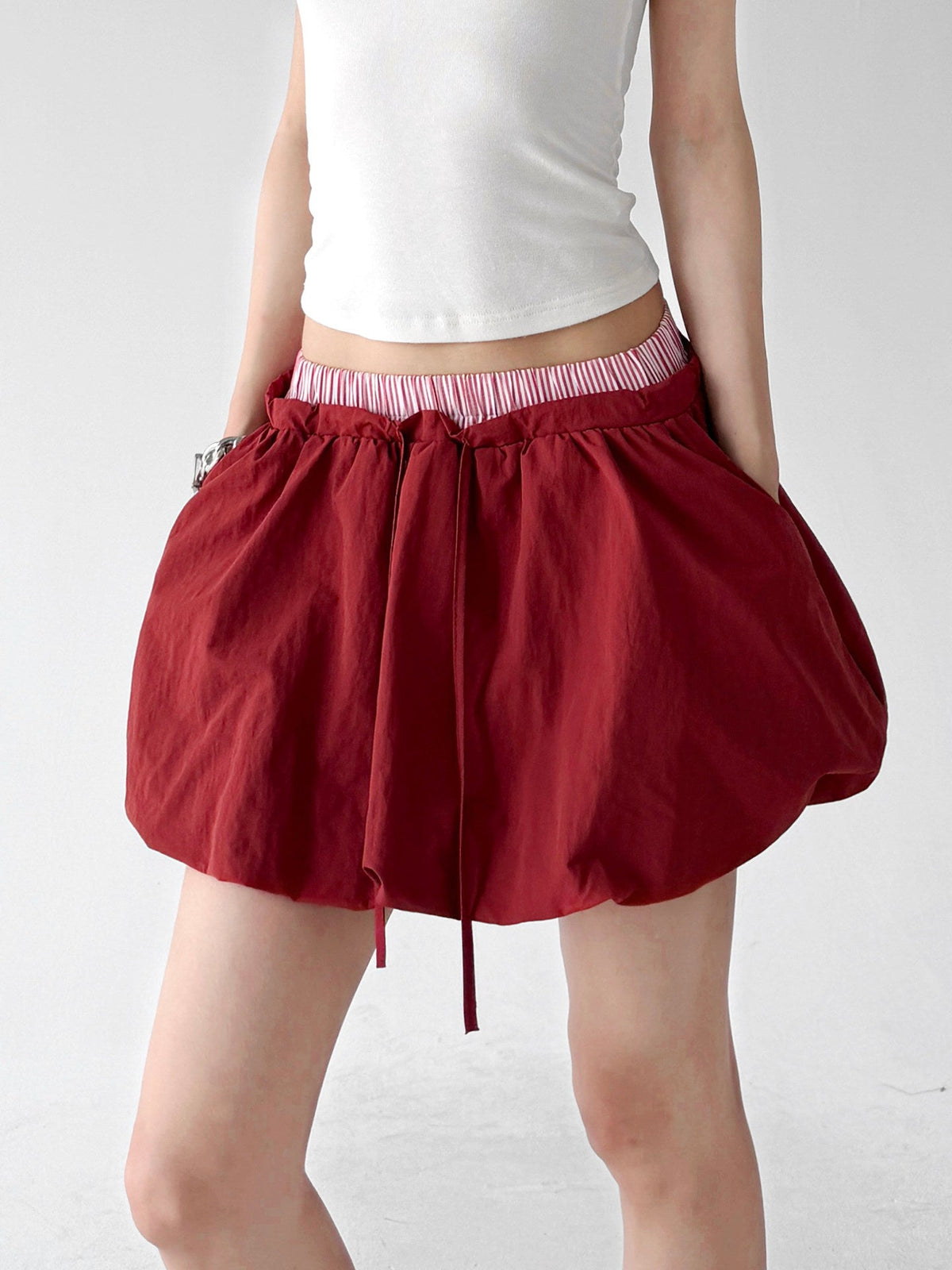 Bubble-Hem Drawstring Mini Skirt - CT6237 - COPPING THREADS - CT ORIGINALS
