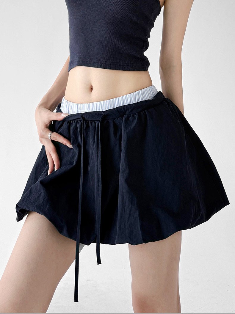 Bubble-Hem Drawstring Mini Skirt - CT6237 - COPPING THREADS - CT ORIGINALS