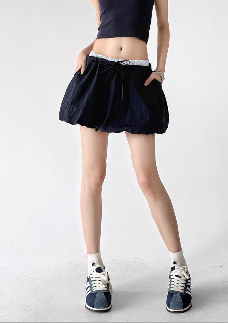 Bubble-Hem Drawstring Mini Skirt - CT6237 - COPPING THREADS - CT ORIGINALS