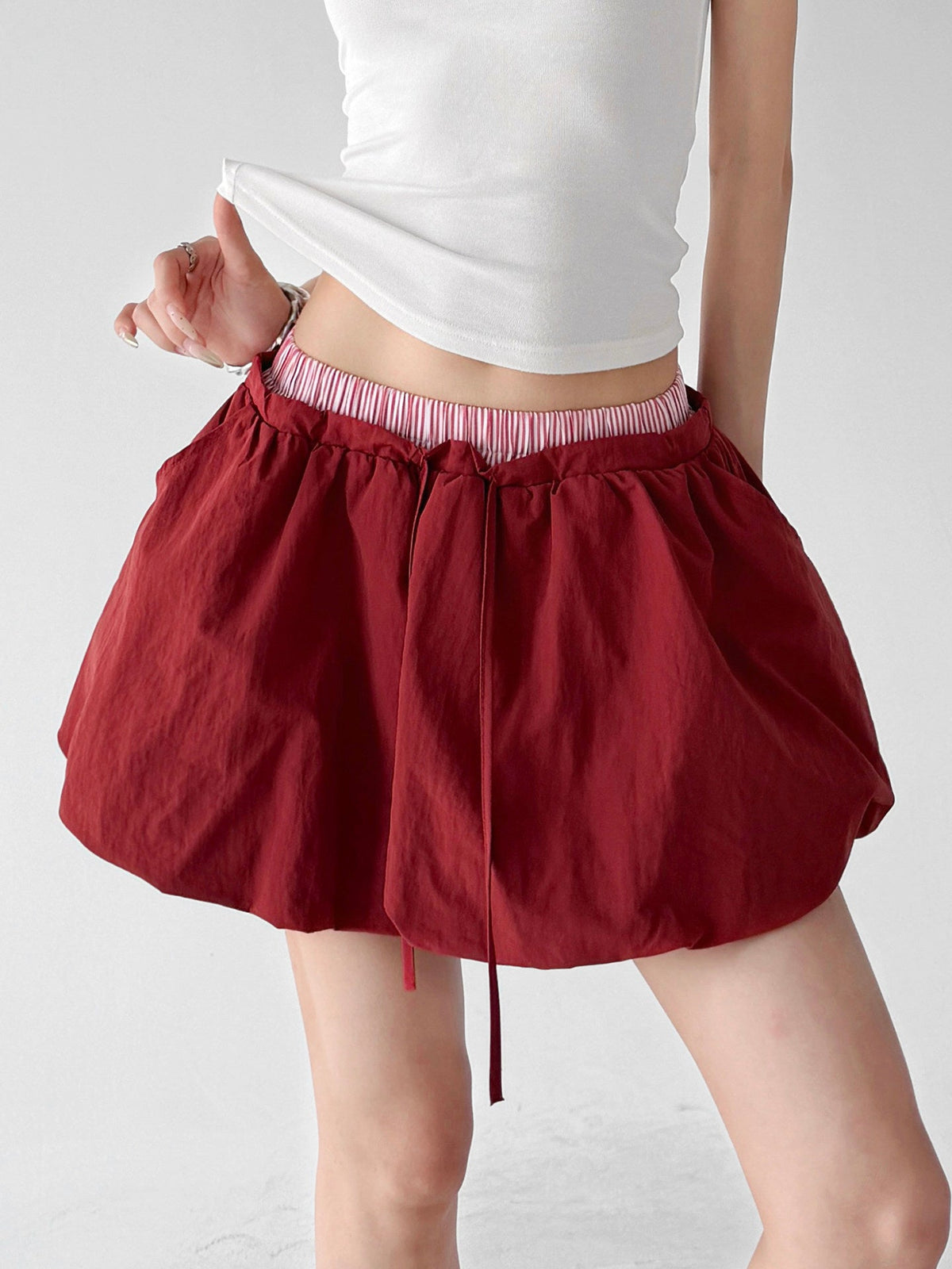 Bubble-Hem Drawstring Mini Skirt - CT6237 - COPPING THREADS - CT ORIGINALS