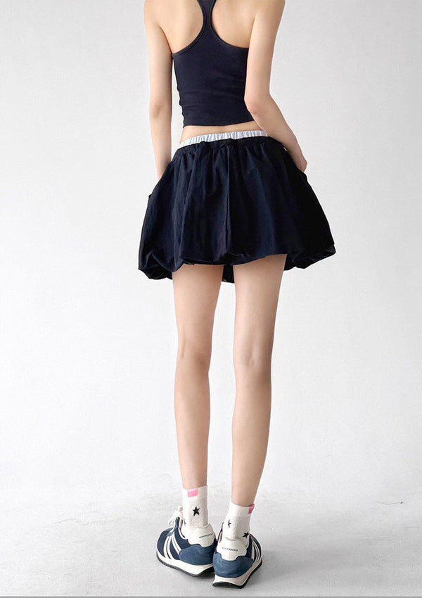 Bubble-Hem Drawstring Mini Skirt - CT6237 - COPPING THREADS - CT ORIGINALS