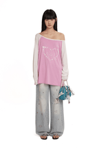 Bunny Emoticon Off - Shoulder Linen Tee - COPPING THREADS - MOROMORO