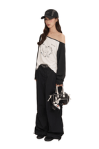 Bunny Emoticon Off - Shoulder Linen Tee - COPPING THREADS - MOROMORO