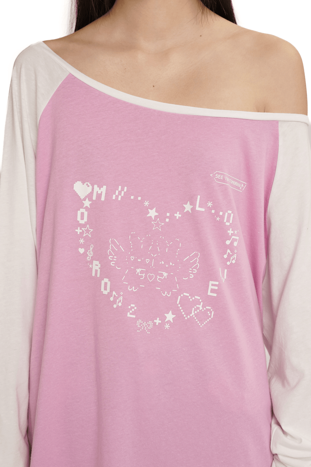 Bunny Emoticon Off - Shoulder Linen Tee - COPPING THREADS - MOROMORO